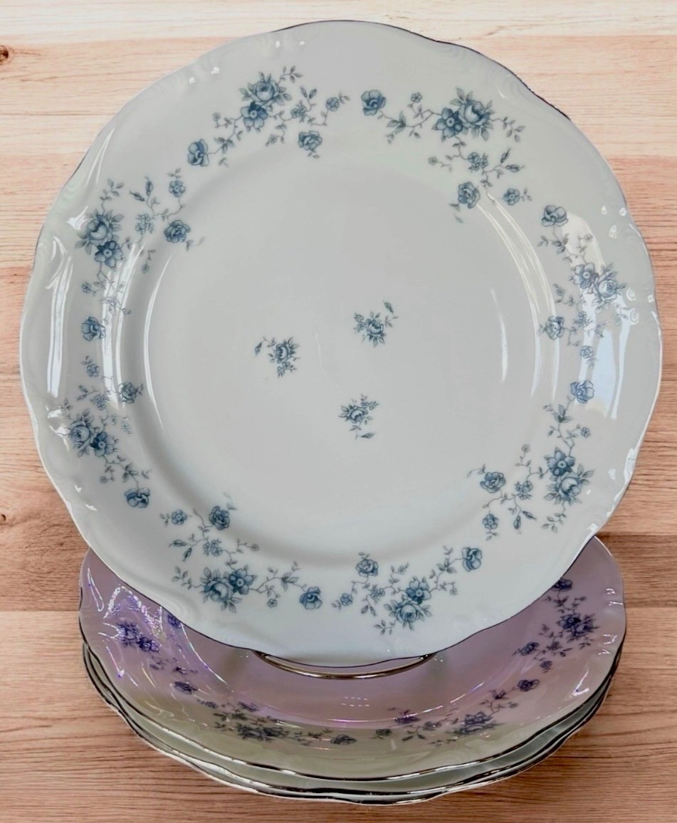 Vintage Johann Haviland Blue Garland Fine China 10” Dinner Plates, Set Of 6