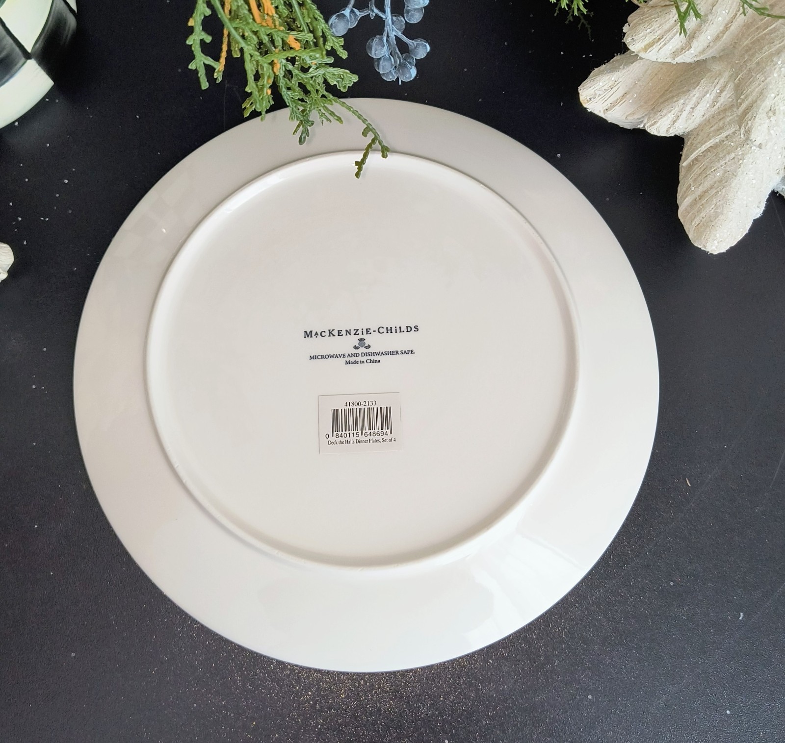 Mackenzie Childs Deck The Halls Dinnerware – 4 Piece Place Settings. NEW