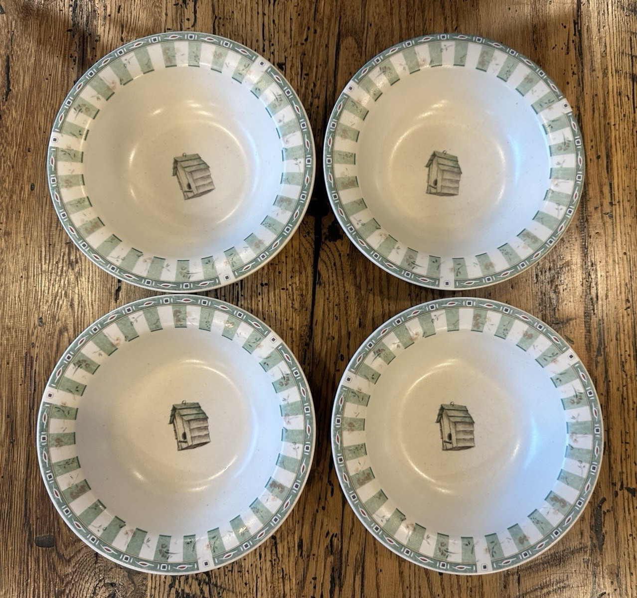 Set Of 4 Pfaltzgraff Naturewood 7¼” Soup/Cereal Bowls Rimmed FREE SHIPPING USA