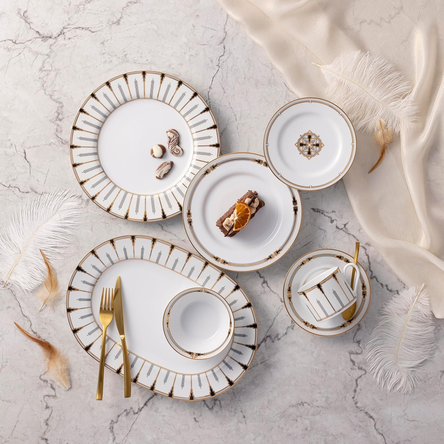 Empire Gold 12-Piece Dinnerware Set for Elegant Dining, Service for 4