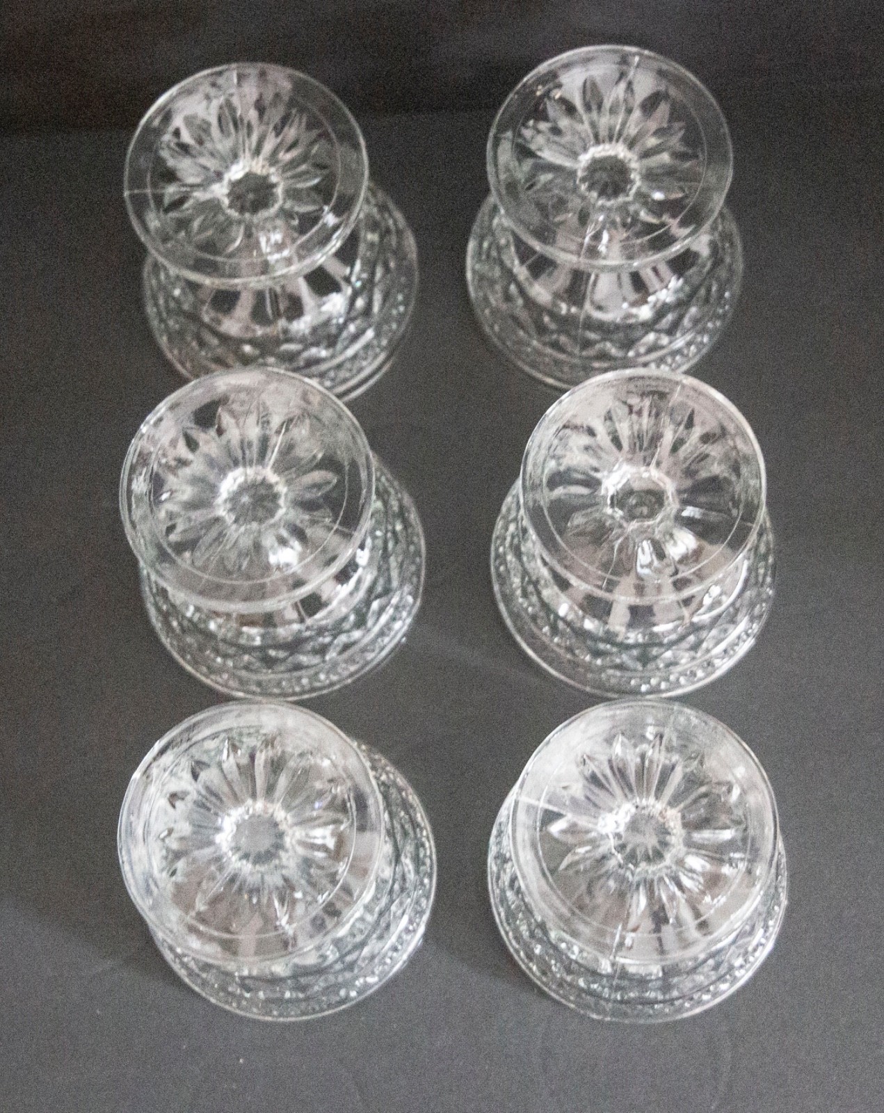6 Wexford Anchor Hocking Footed Sherbet/Dessert Glasses-Clear-4″-EX
