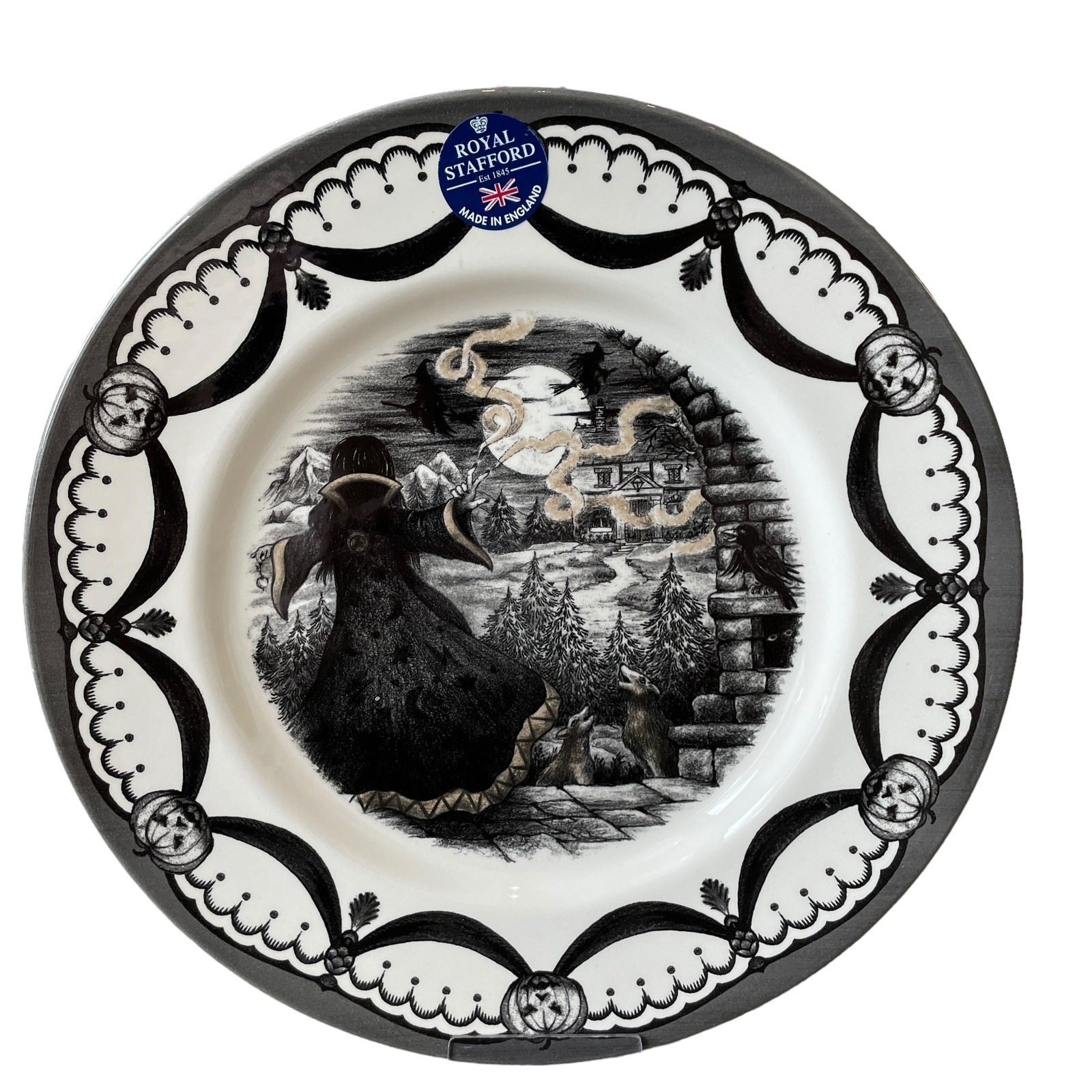 Royal Stafford Halloween Wicked Witch Salad Plates 8.5in Porcelain Set of 2 New
