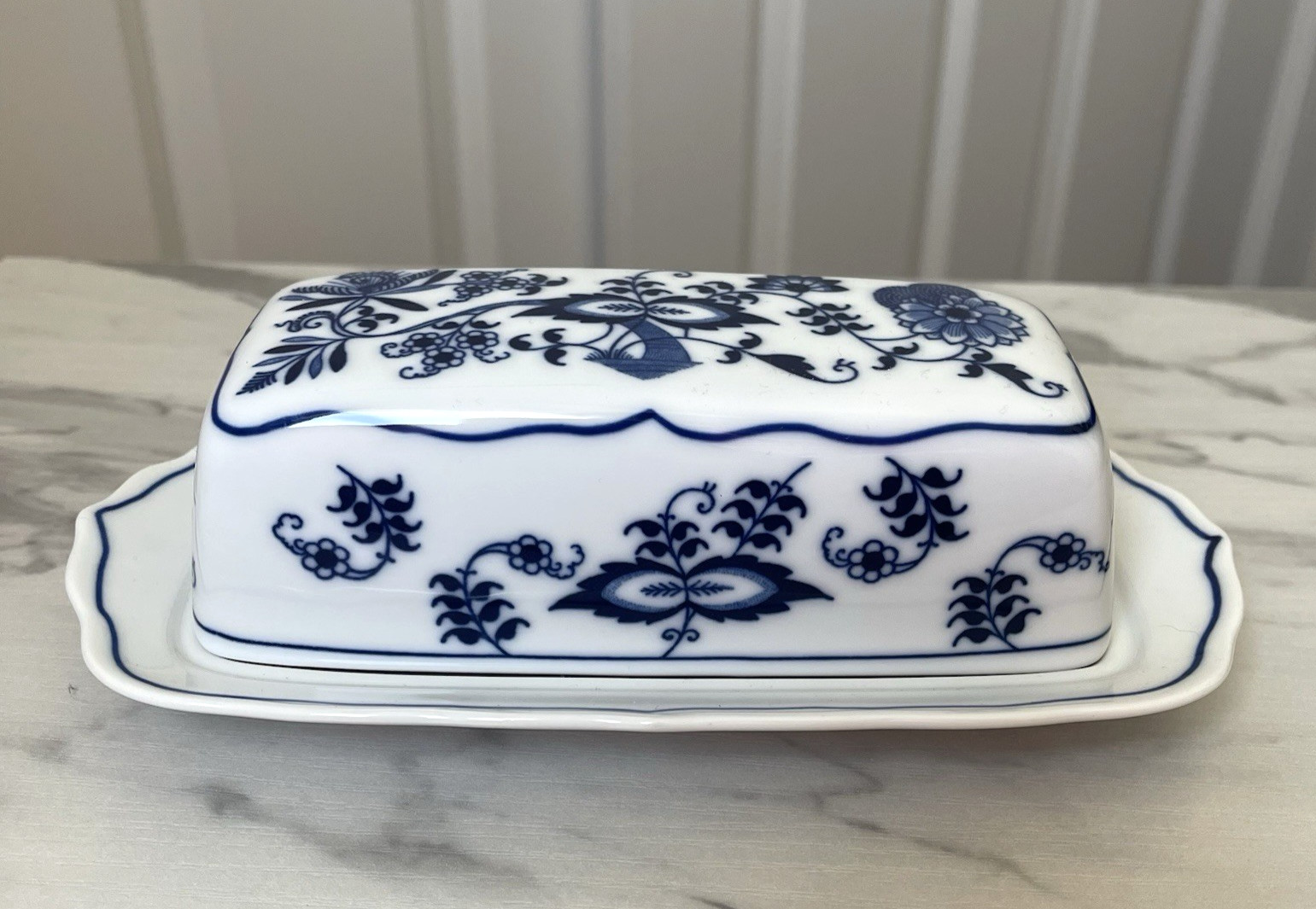 Vintage Blue Danube Covered Butter Dish 2 Pieces Japan Banner Mark