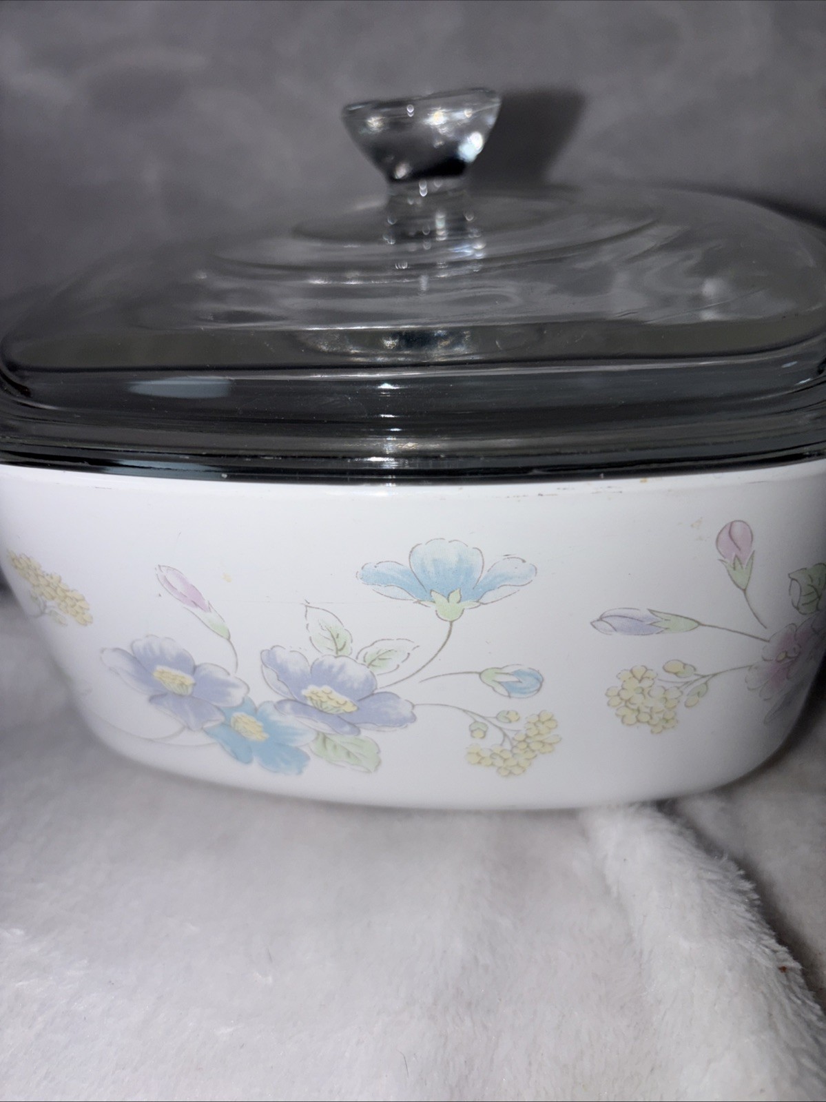 Vintage Corning Ware Pastel Bouquet Casserole Dish Pyrex Lid 1.5 Liter No Chips