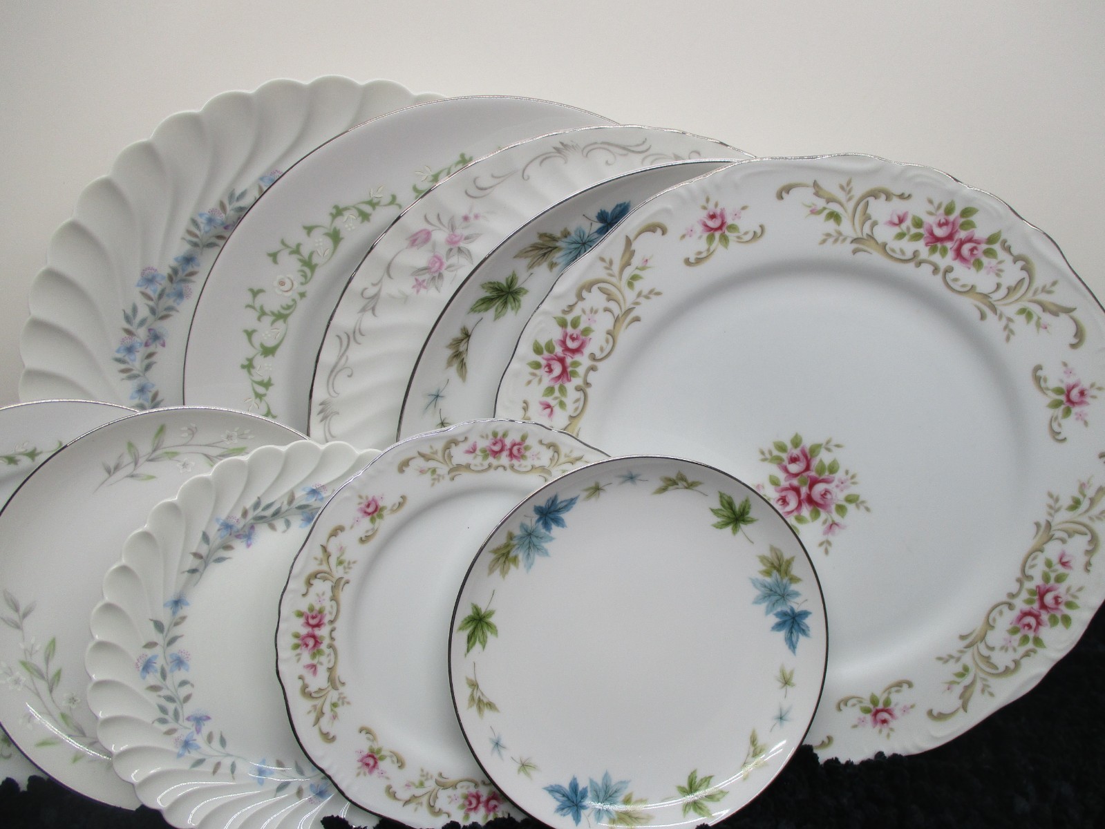 Vintage Mismatched China Plates 5~Dinner Plates ~5 Bread~ Set Of 10
