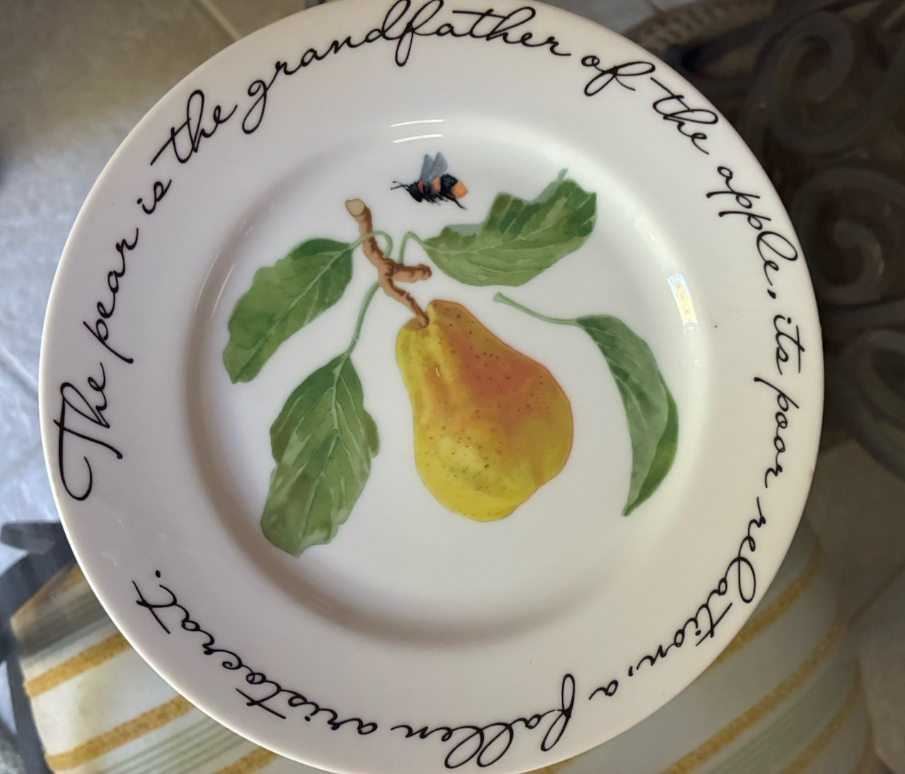 2 Dessert Plates ORCHARD SUITE by WILLIAMS-SONOMA Cherries & Pears Pristine