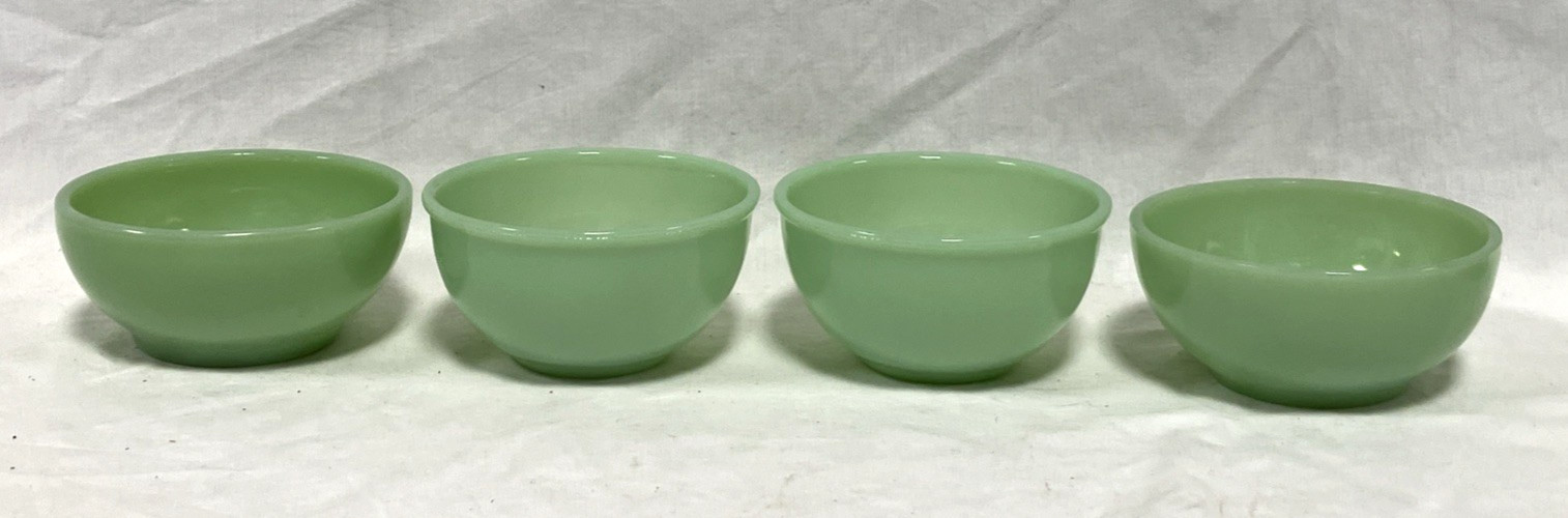 Fire-King Alice Jadeite Green Dish Lot 3 Cup & Saucer Sets + 4 Bowls