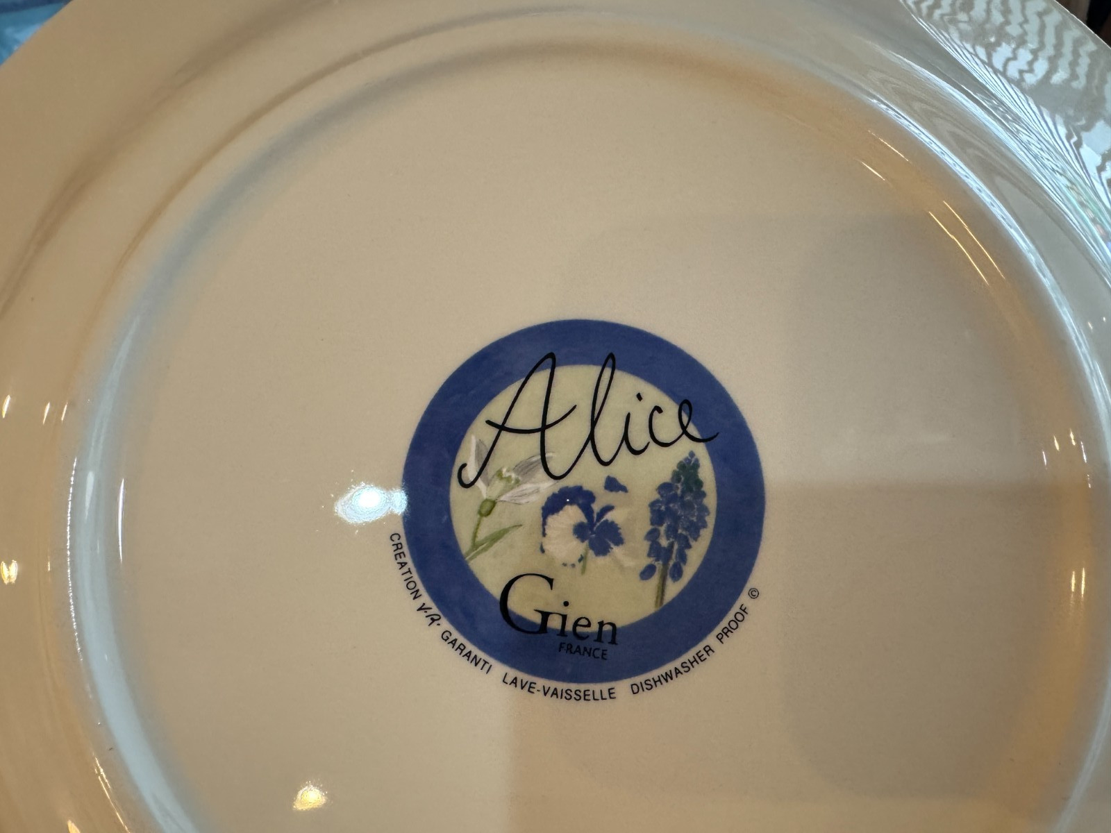 Faiencerie De Gien ALICE — Set of 2 Dinner Plates 10 3/4″