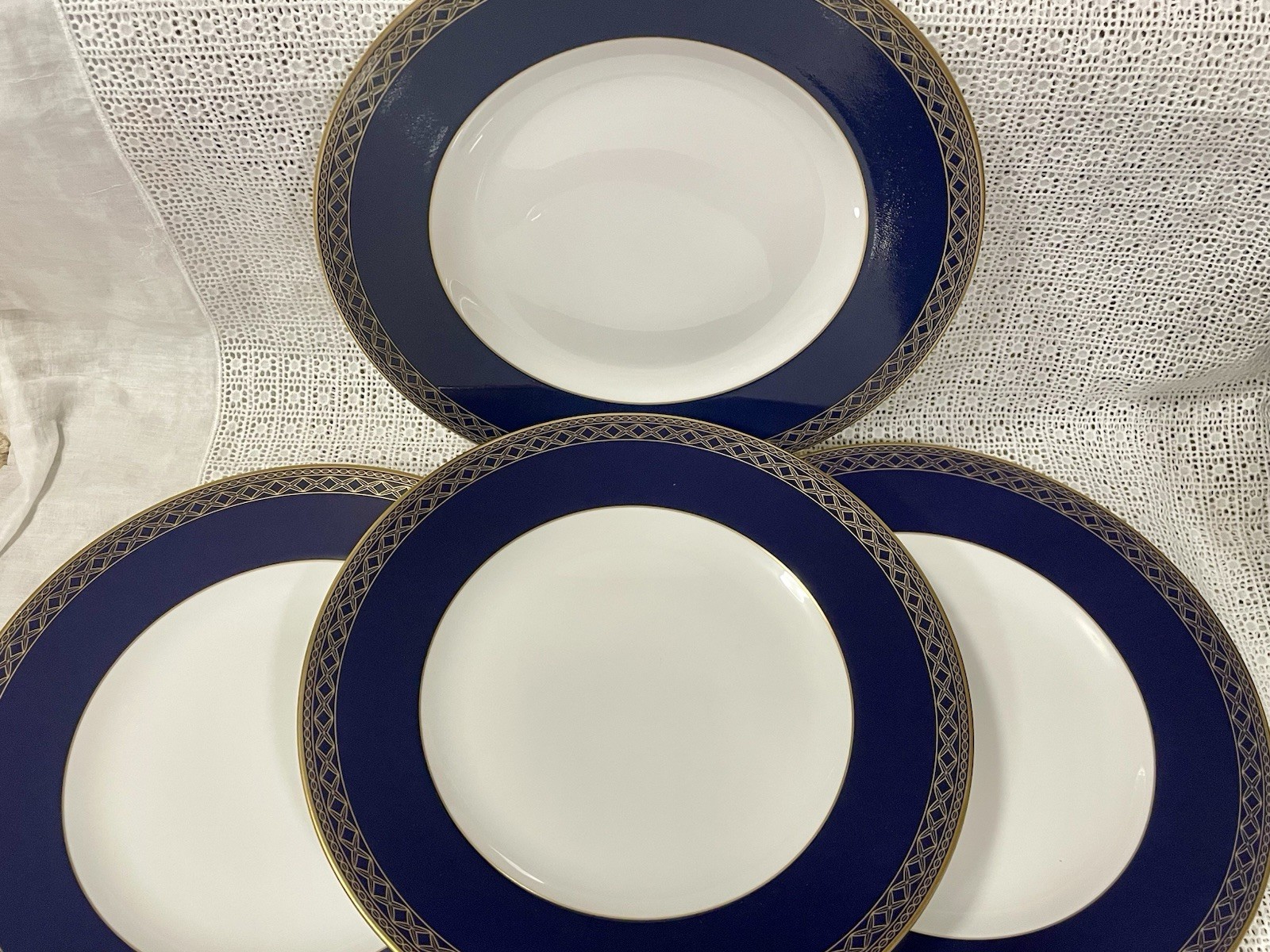 4 Waterford Powerscourt Fine Bone China 8″ Salad/Dessert Plates Made in England