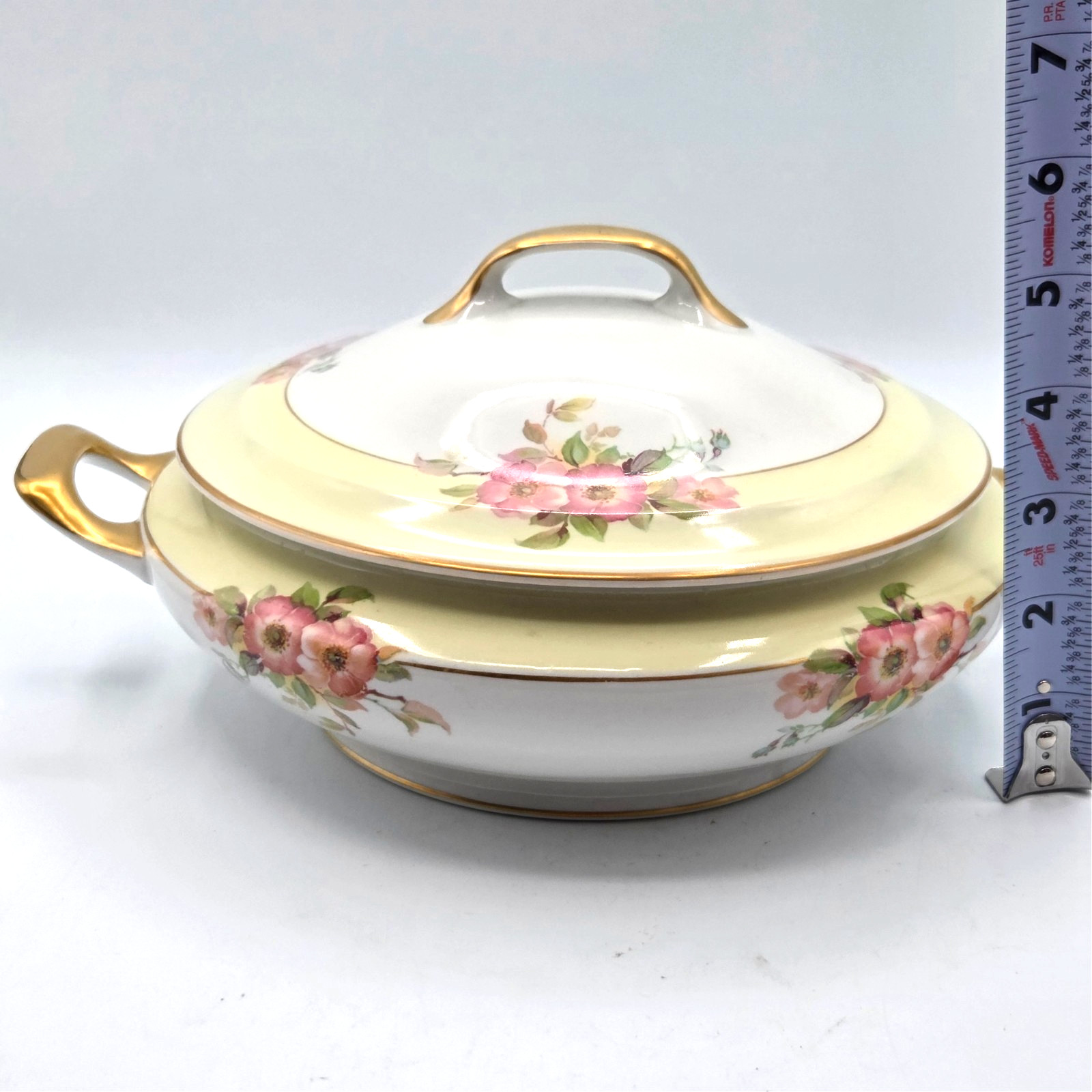 Jackson China Floral Covered Casserole Dish with Lid Gold Rim VINTAGE