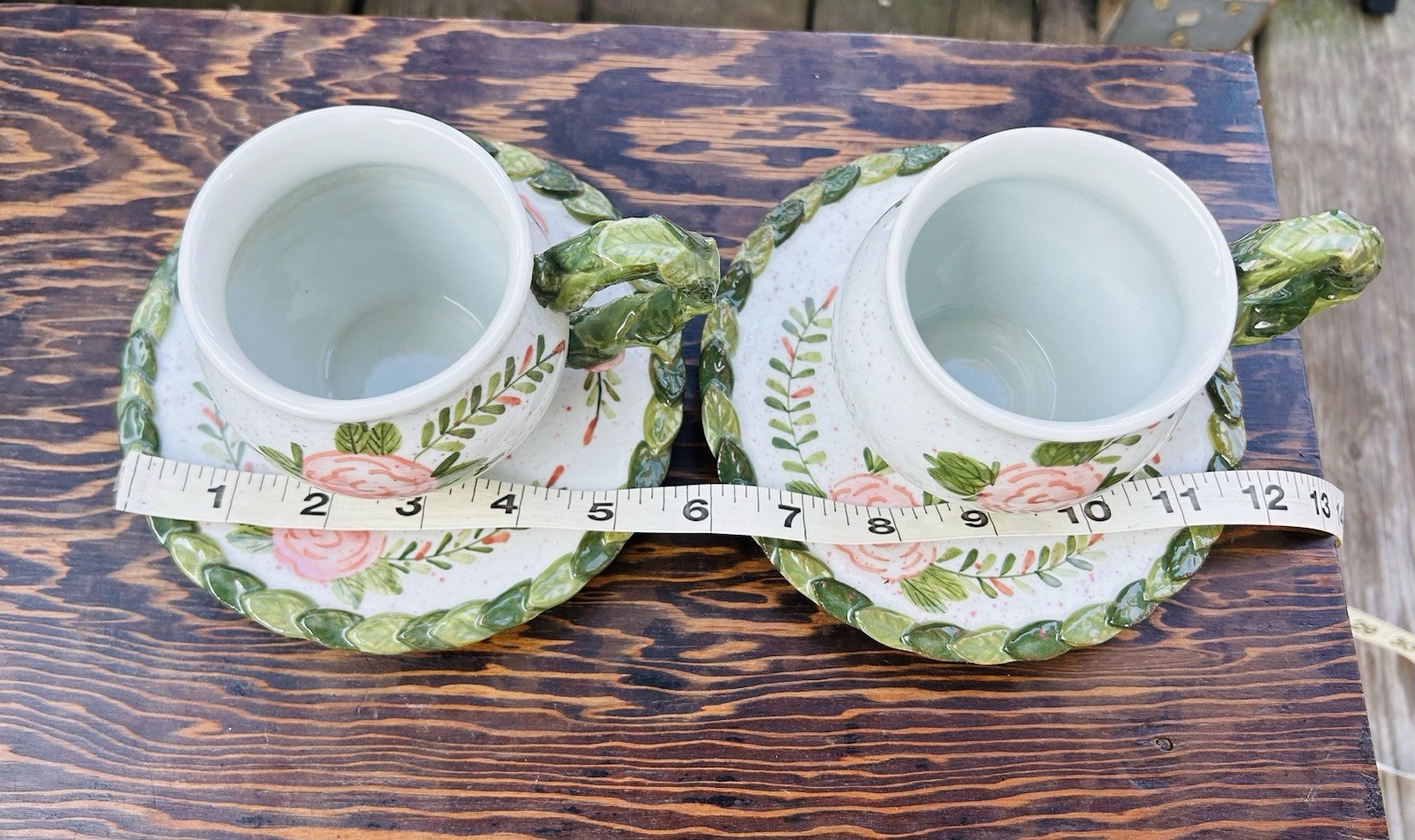 Papel Giftware Floral Ceramic Cup & Saucer Set, Thailand, Four-Piece