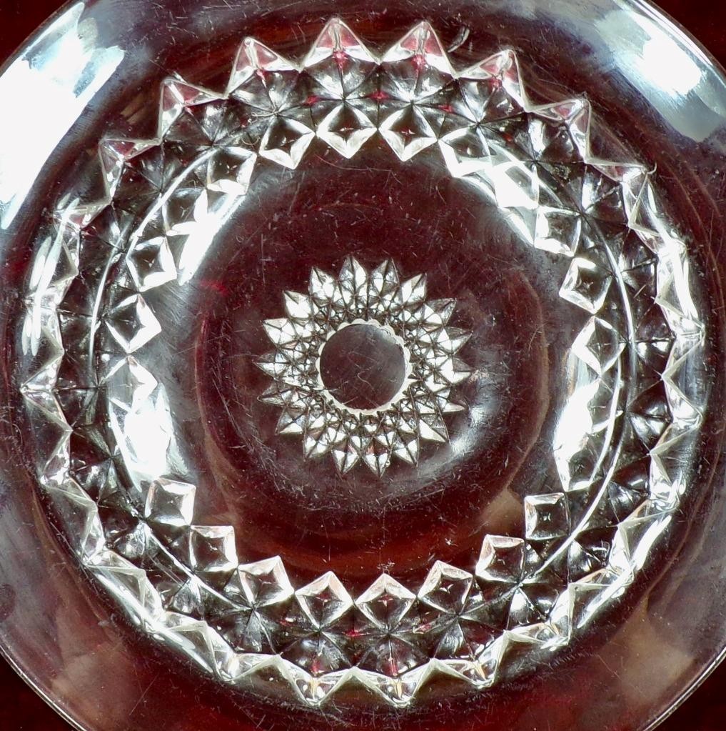 2 Amazon Dessert Plates Sawtooth Band Bryce Bros Clear Glass EAPG 1890 Antique