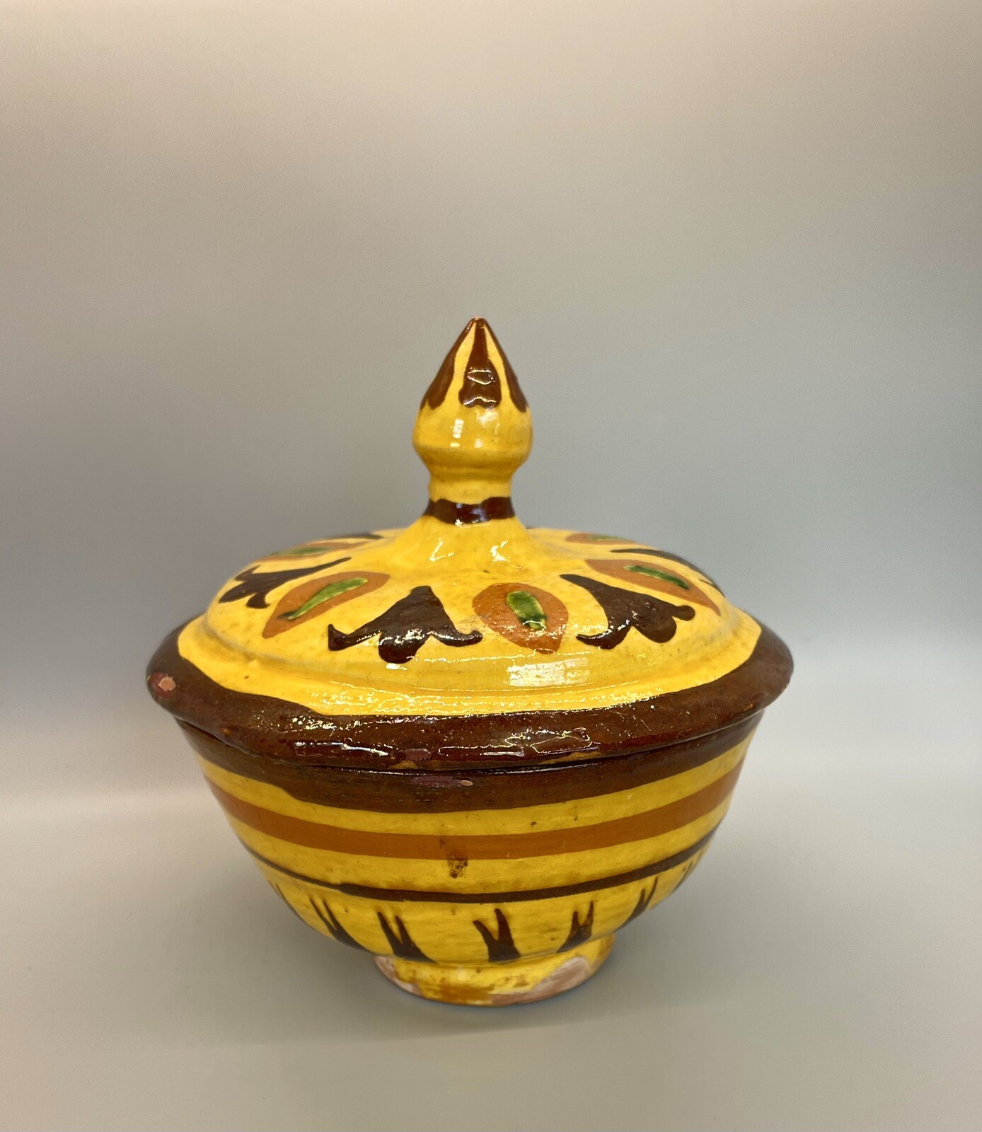 Antique Yellow Multan Sindh Pottery Dish Hand Painted Earthenware