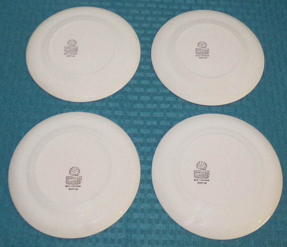 (4) Limoges-American Old Virginia Rust Courthouse Bread Appetizer Side Plates