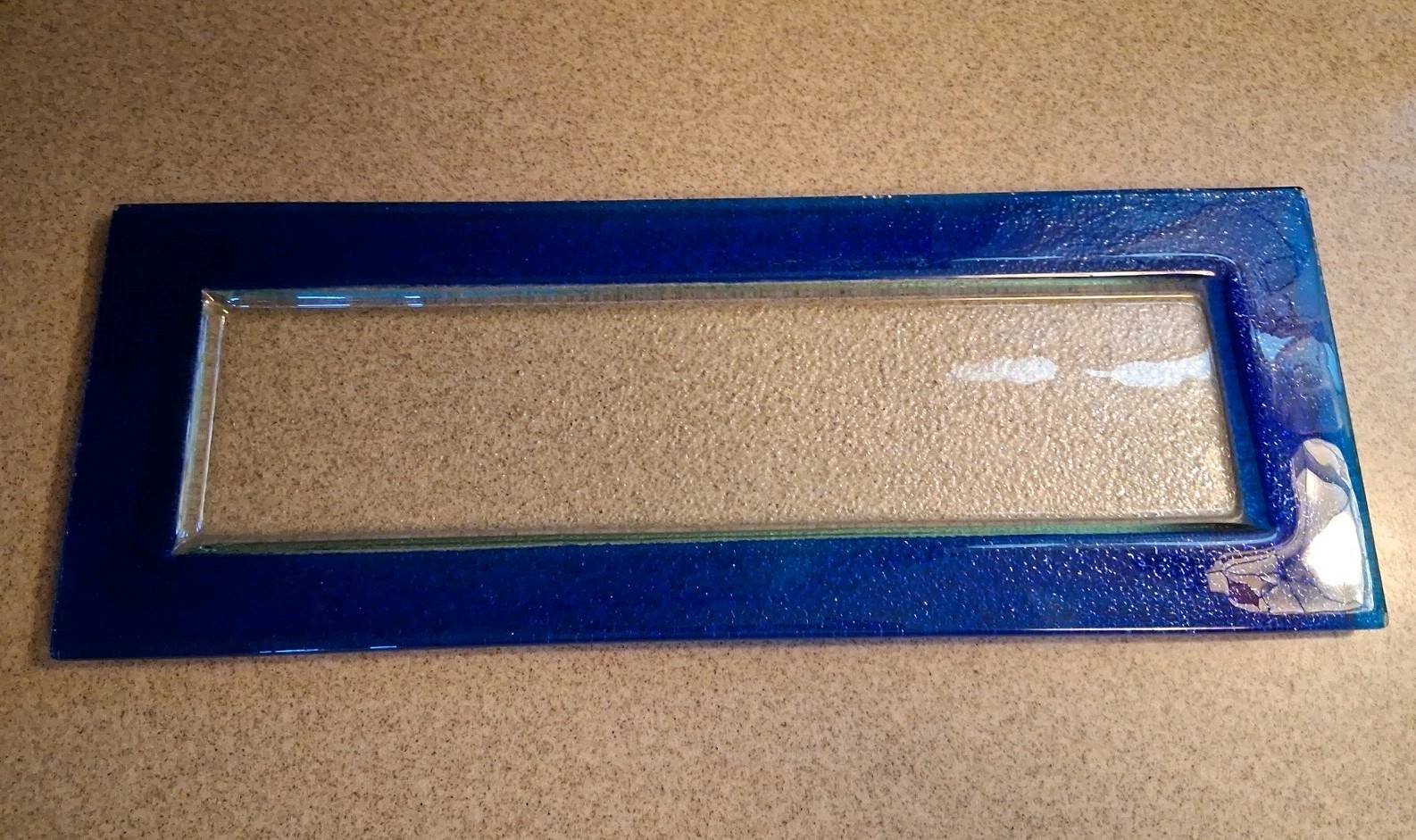 Vibrant Blue and Clear Fused Glass Decorative Tray Home Decor/Food/Candle Holder
