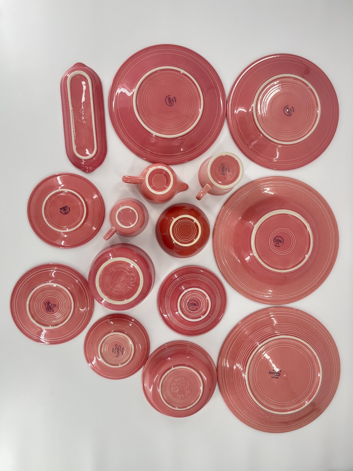 Fiesta Dinnerware Set Rose Pink 15 Piece Post 86 Lot Bowls Plates, Platters Cups