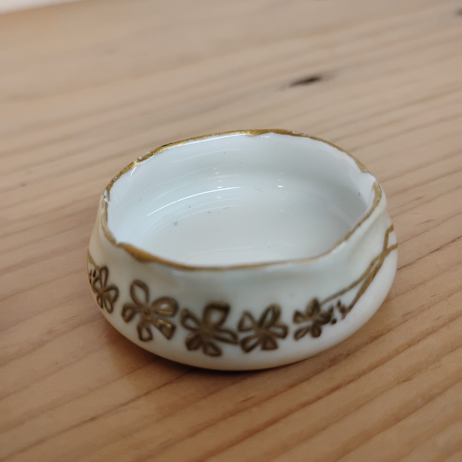 Antique GDA Limoges France Porcelain Salt Cellars Hand Painted 1905 Gold Floral