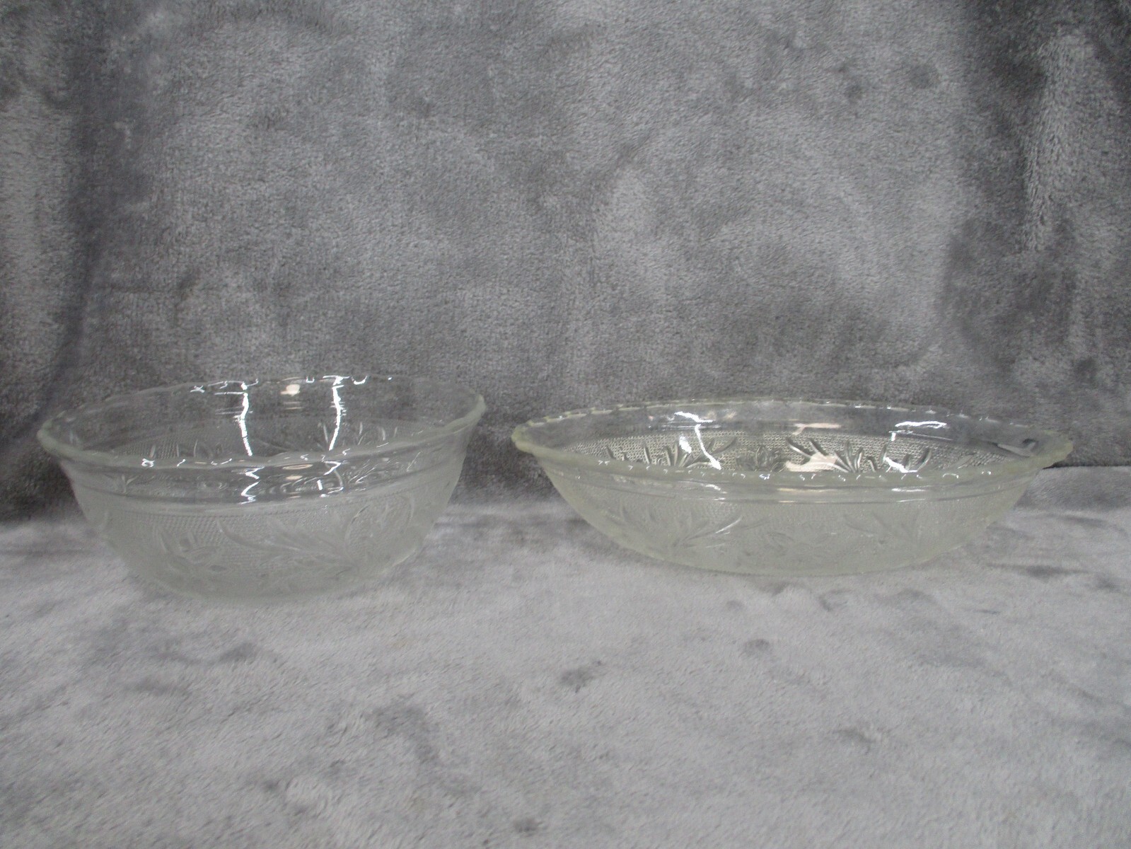 Anchor Hocking Oval Serving Bowl Round Cereal Bowl Set Sandwich Clear Glass 2pcs