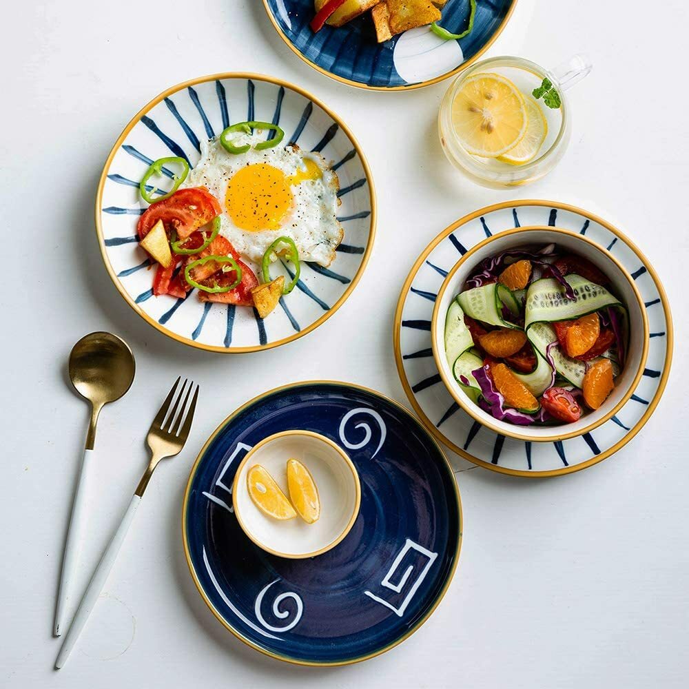 Plate Set of 4 Dinner plate 8″or 10″ Handcraft Pasta Serving Dish Japanese Style