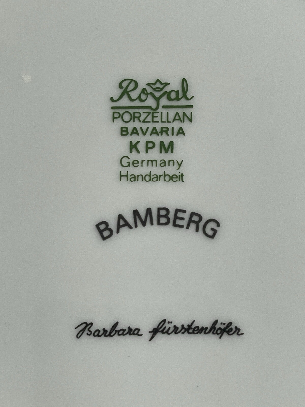 KPM GERMANY PLATE BAMBERG BARBARA FURSTENHOFER 7 7/8″ Porzellan