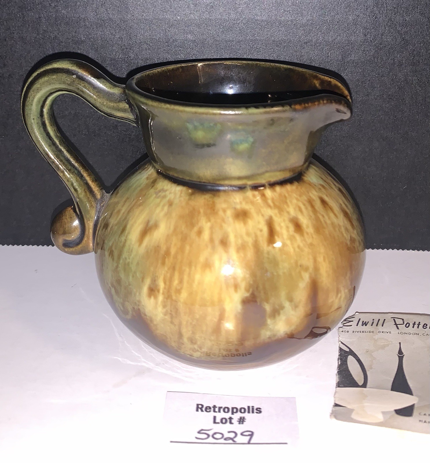 Drip Glaze Pottery CREAMER Pitcher Vintage Elwill
