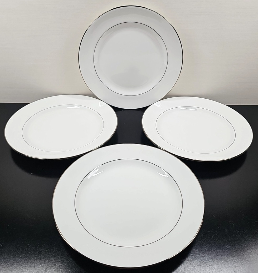 4 Lenox Continental Dining Platinum Dinner Plates Set Elegant Serving Dishes Lot