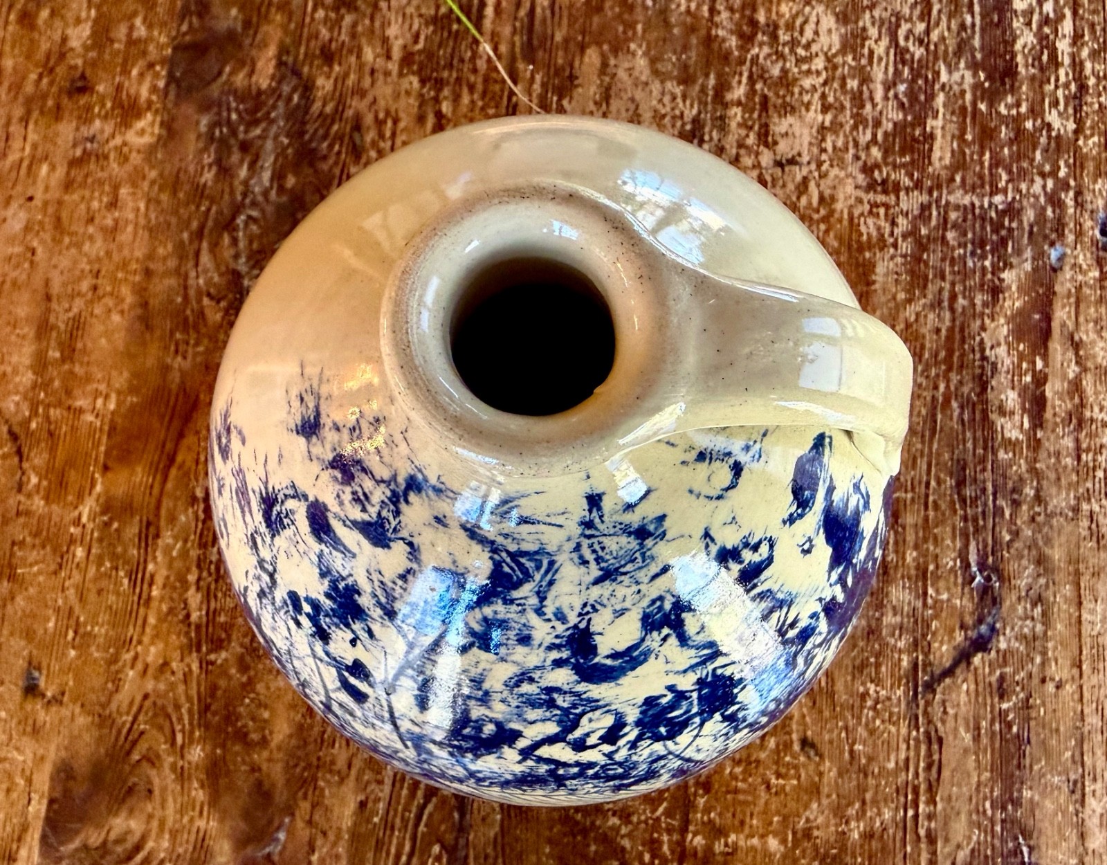 Michael A. Crocker Painted Hand Thrown Jug, Lulu GA Signed and Dated 1988