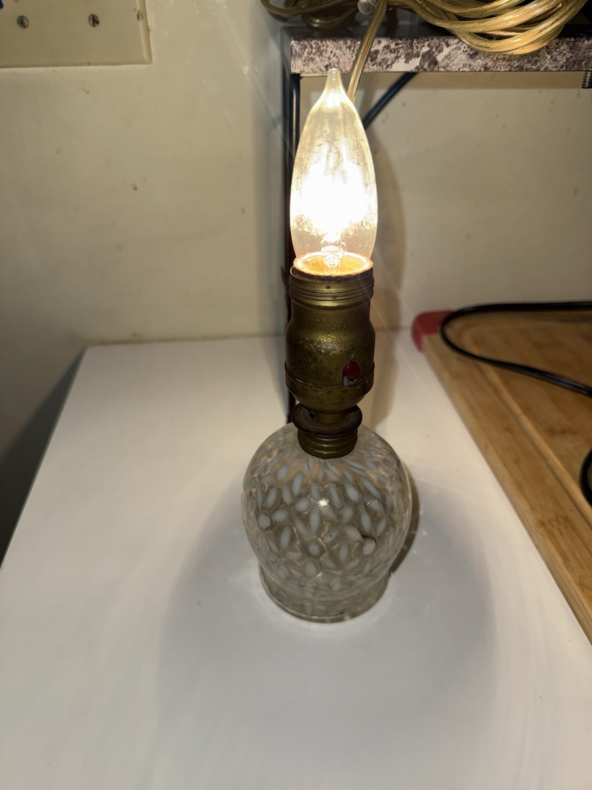antique Victorian Hobbs Glass Lamp Snowflake Clear Converted Oil 1890s