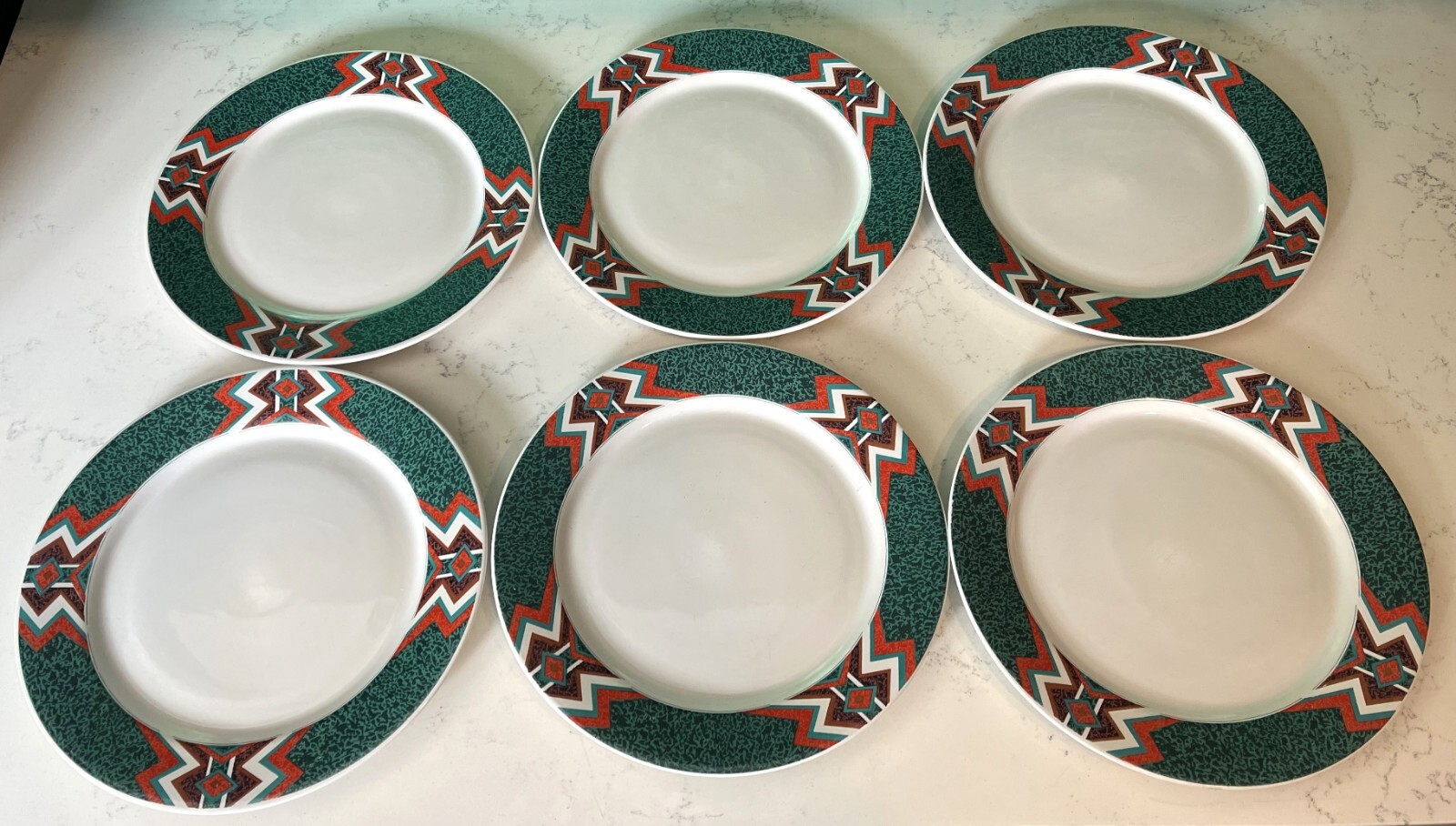 Lot of 6 Gibson Housewares Mojave Design Southwest 11-3/4 inch Dinner Plates