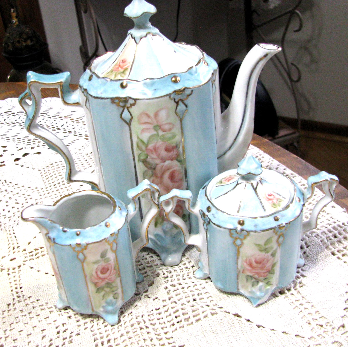 Antique RS Prussia Tea Set-1895-1910-Paper Label Residue-Independent Artist