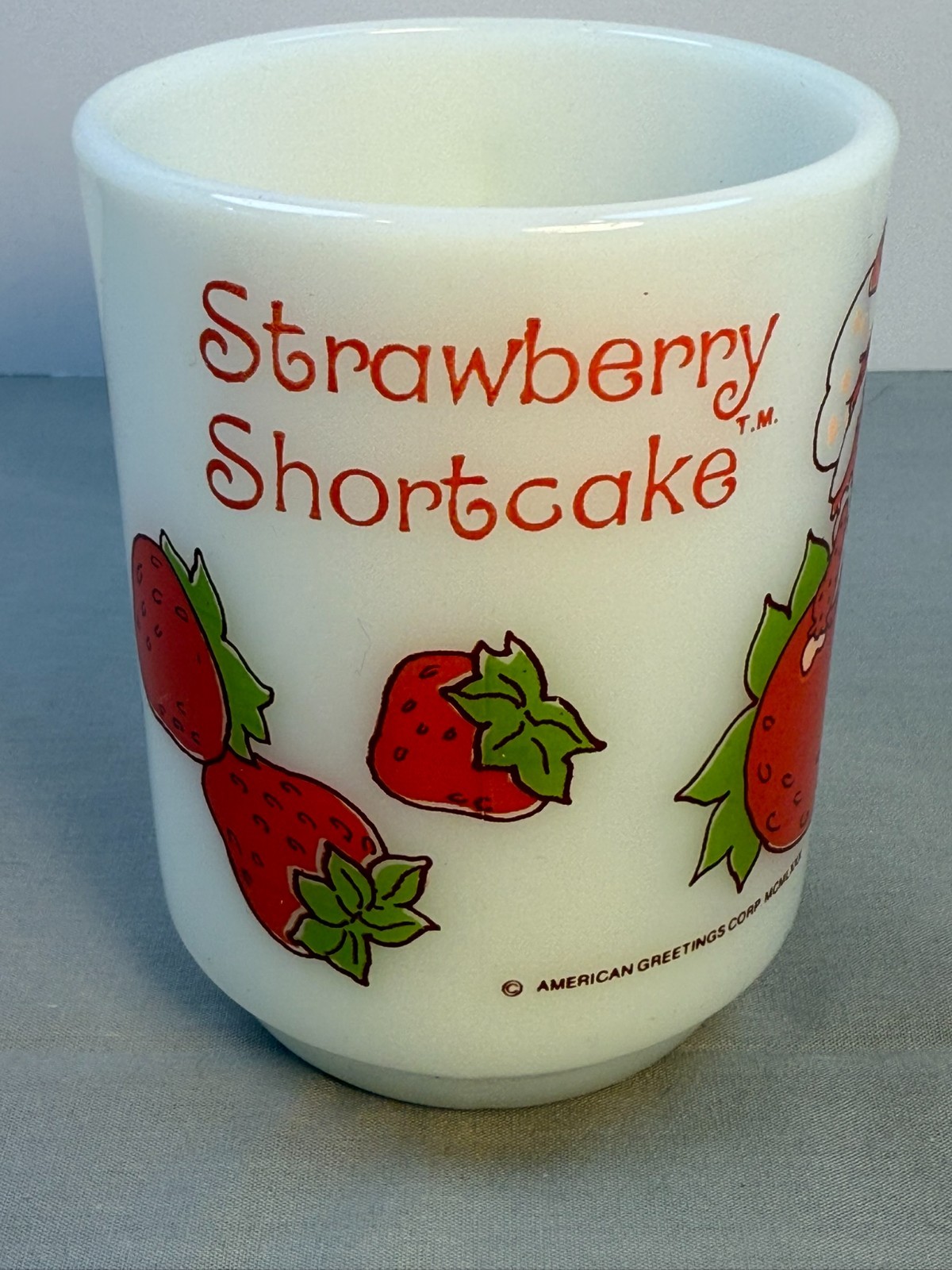 1980 Strawberry Shortcake Fire King Mug Anchor Hocking Milk Glass