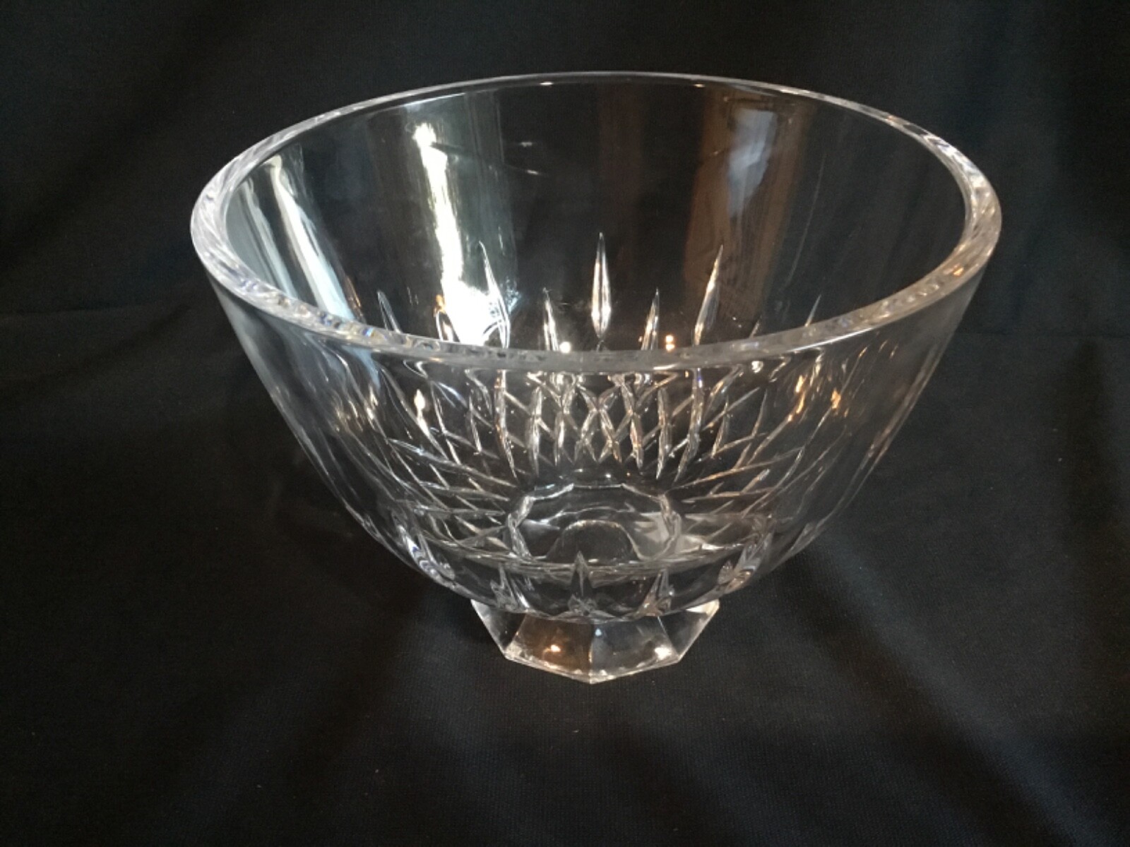 Vintage Vera Wang Cut Crystal Footed Bowl 8” Fidelity Pattern in Original Box