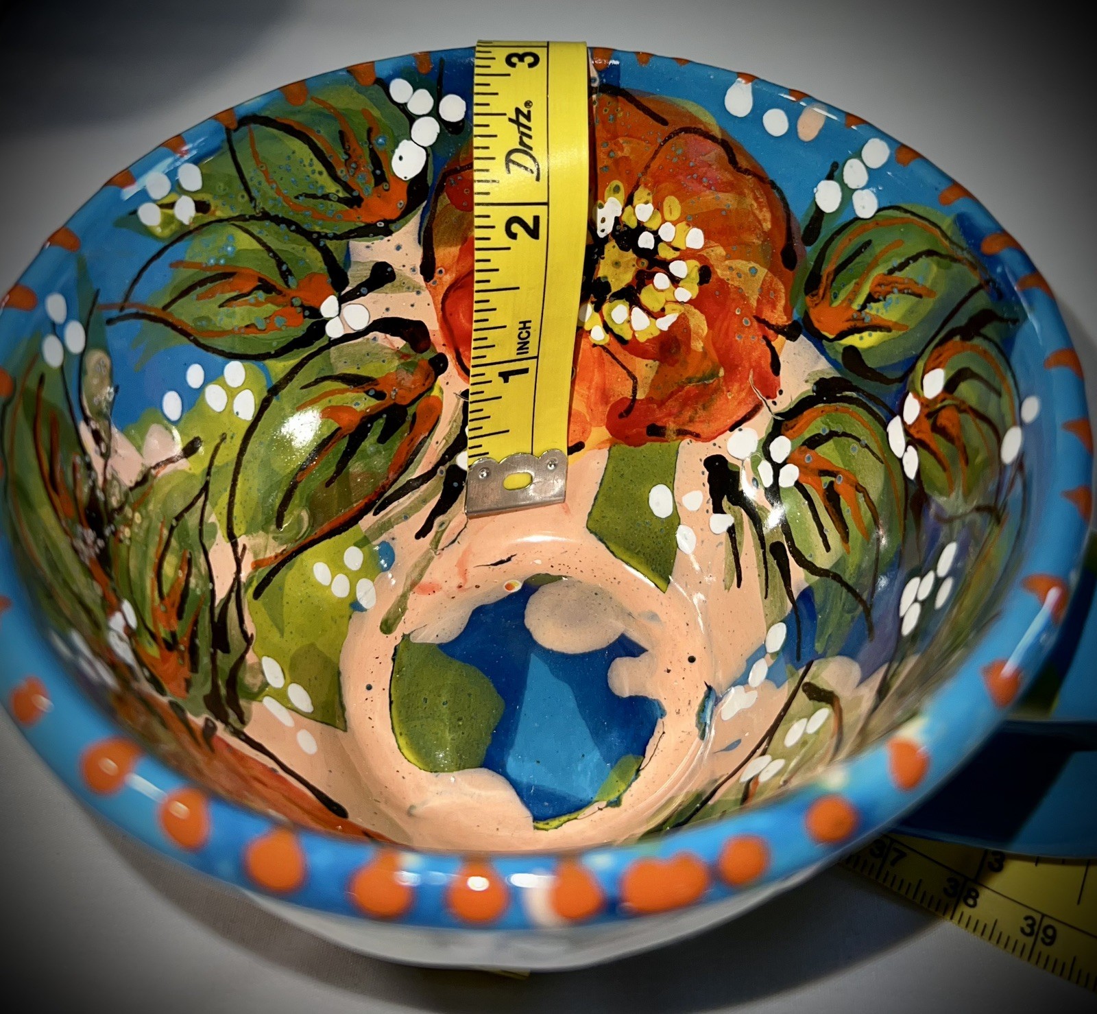 Hand Painted Artisan Crafted Ceramic Folk Art Floral Abstract Coffee Tea Cups 2