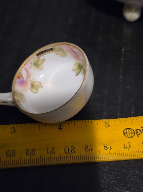 Vintage Noritake Japan 4.25″ Three Footed Hand Painted Roses Bowl with Spoon