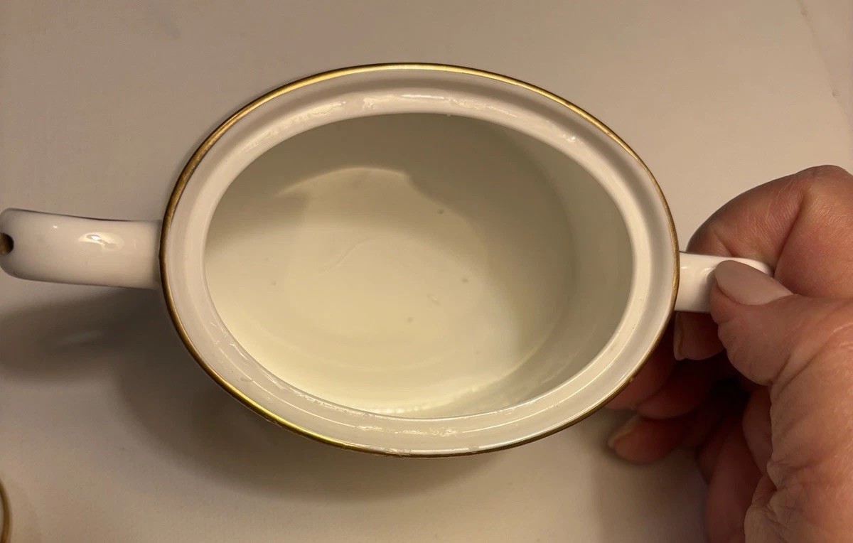 Royal Crown Derby Bordered Covered Sugar Bowl And Creamer