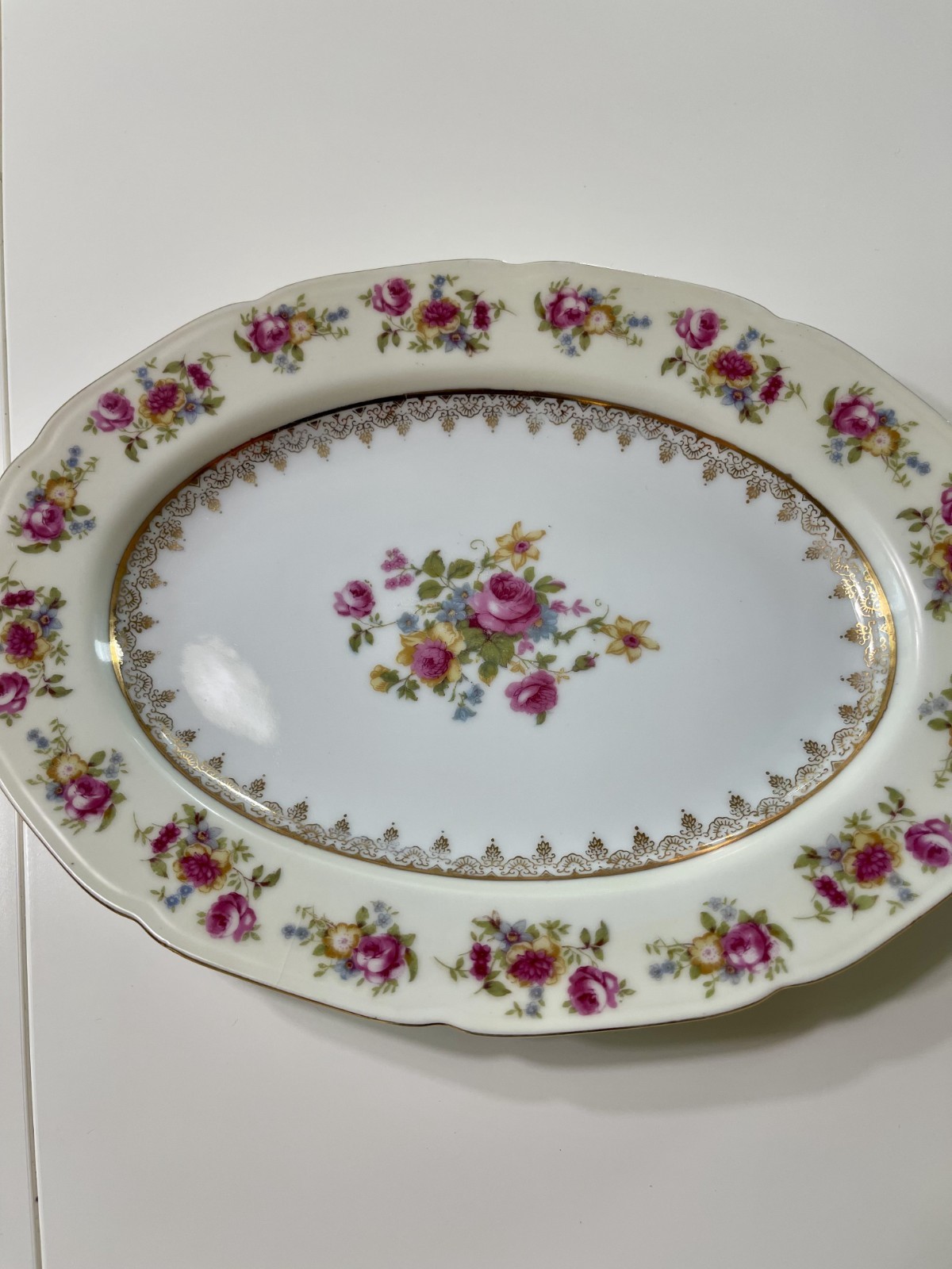 Vintage Gold Castle 10″ Oval Platter Made in Occupied Japan circa 1945-1952