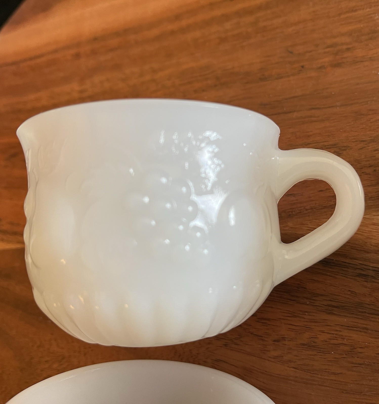 Vintage Jeannette Della Robbia Milk Glass Fruit Punch Custard Cups Set Of 4 Mugs