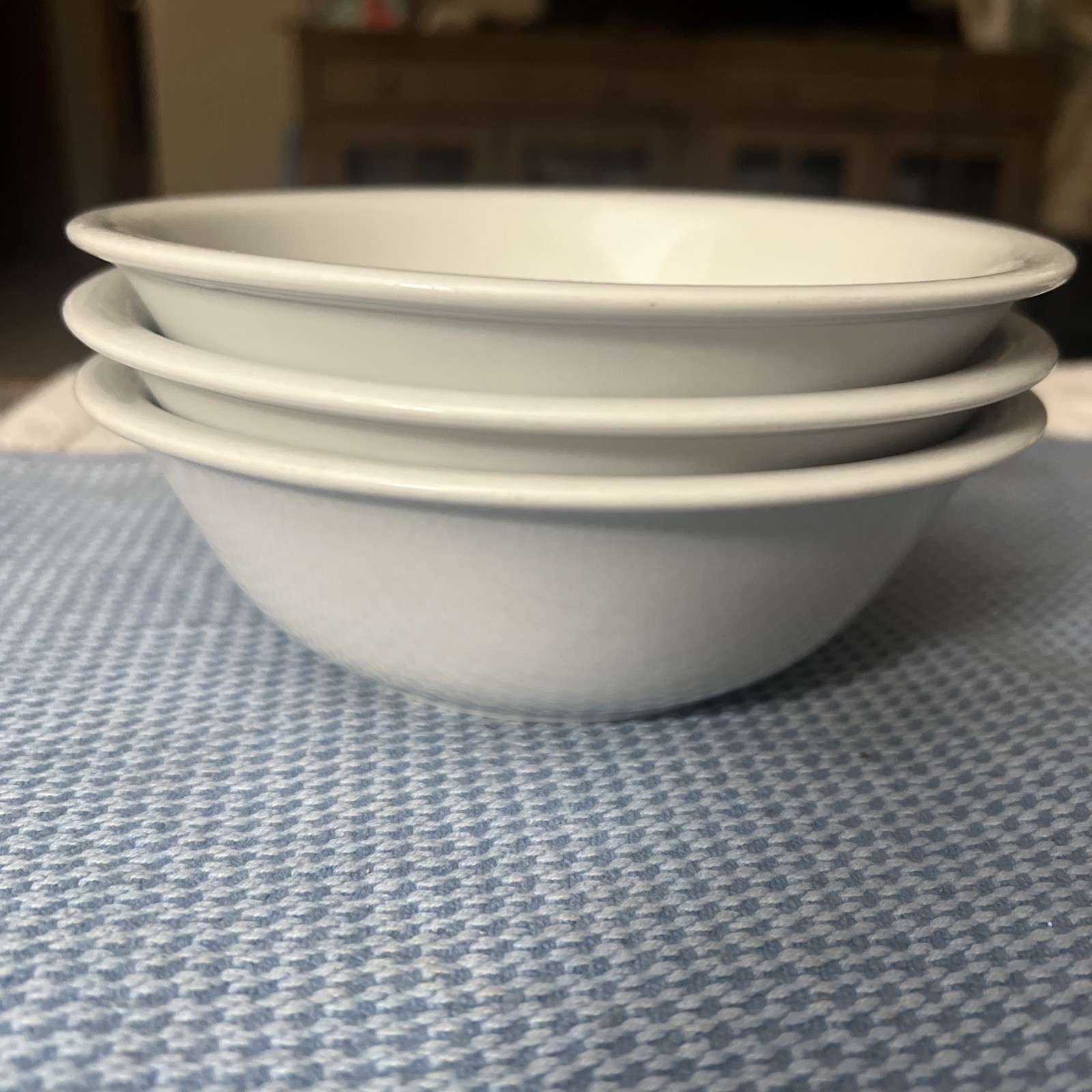 3 Apilco Sevres White Porcelain Cereal Bowls 6.5” Made in France