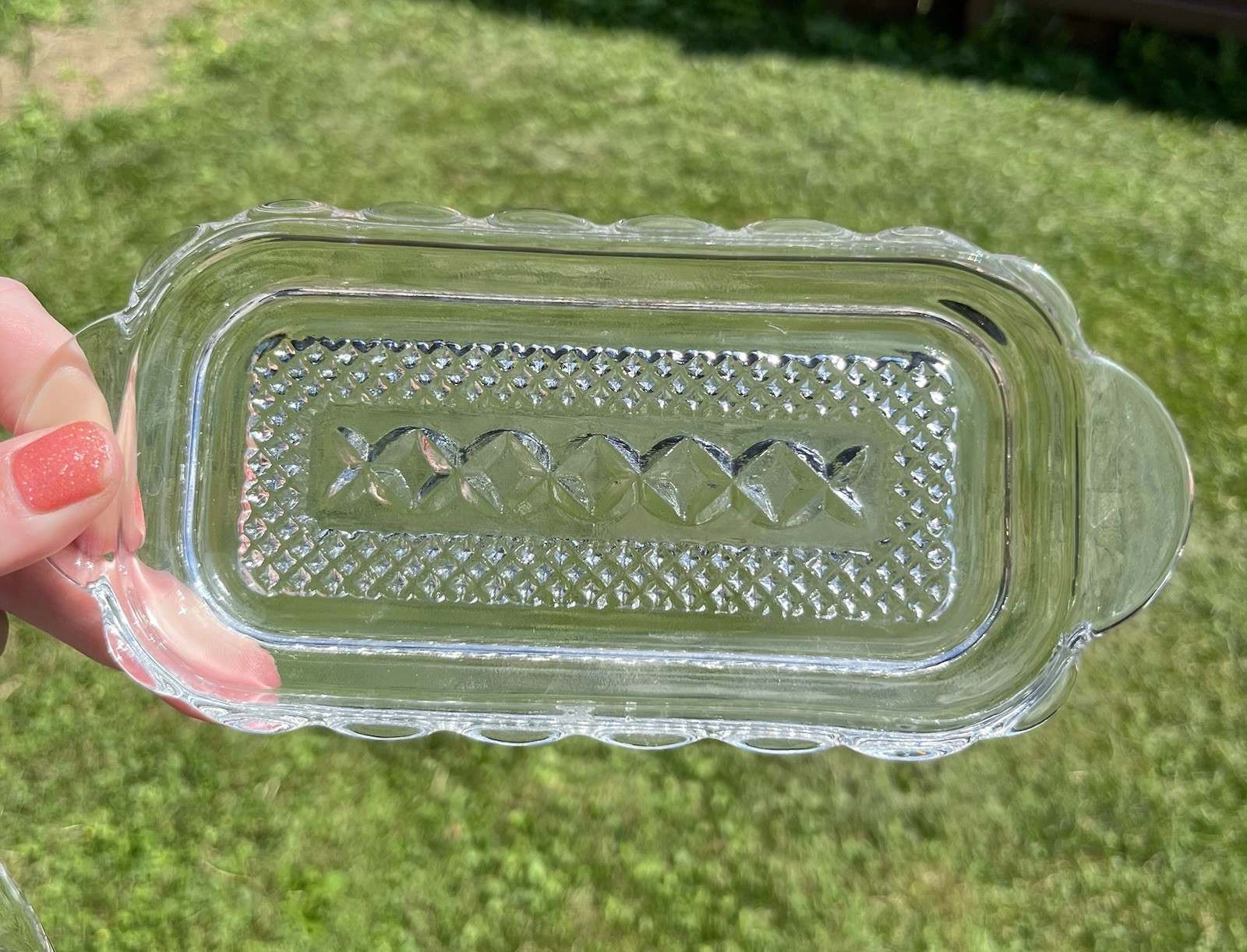 Vintage Anchor Hocking “Wexford” Clear Pressed Glass Covered Butter Dish