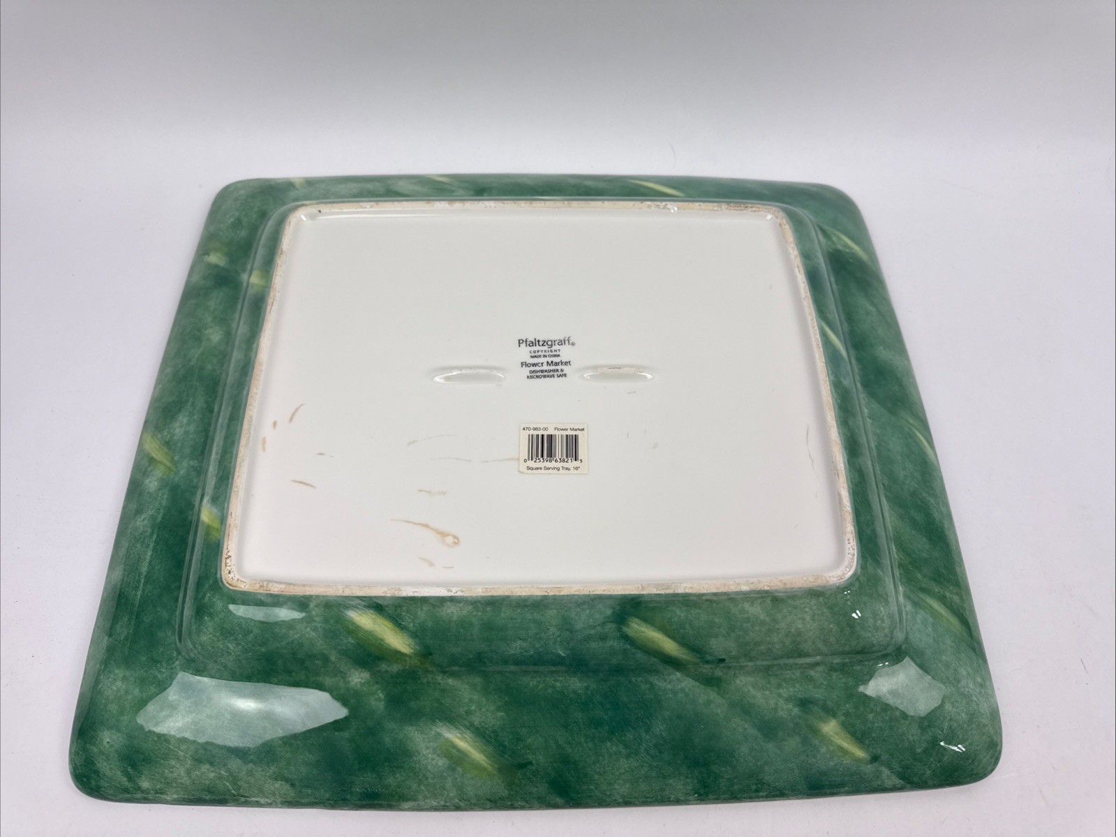 Pfaltzgraff Flower Market 16″ Square Tray Platter w. Label