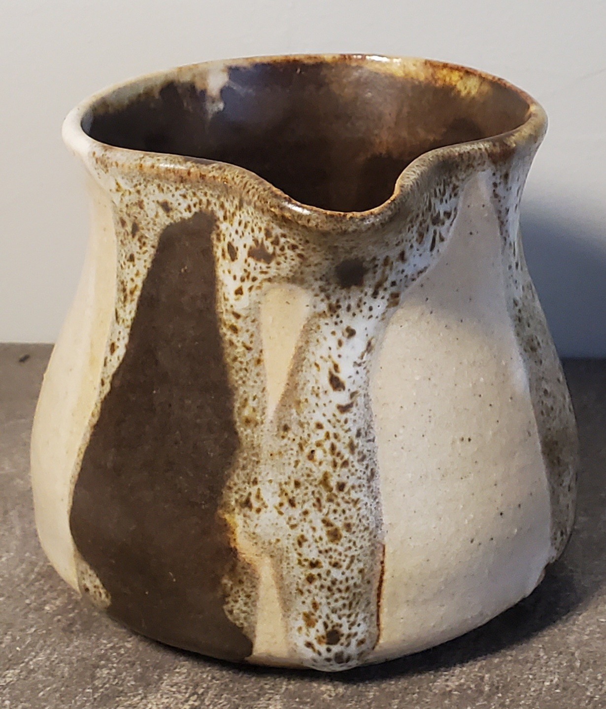 Studio Art Pottery Creamer Pitcher Signed Glazed Stoneware 3.5″ X 3.25″