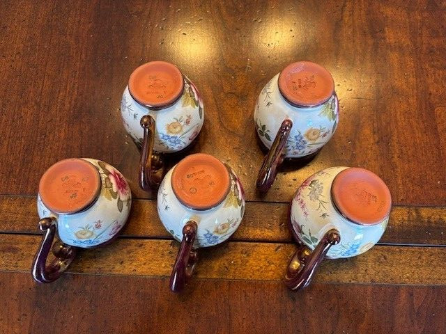 MCKENZIE CHILDS CHELSEA LUSTER TEA CUPS 2003 RARE LOT OF 5