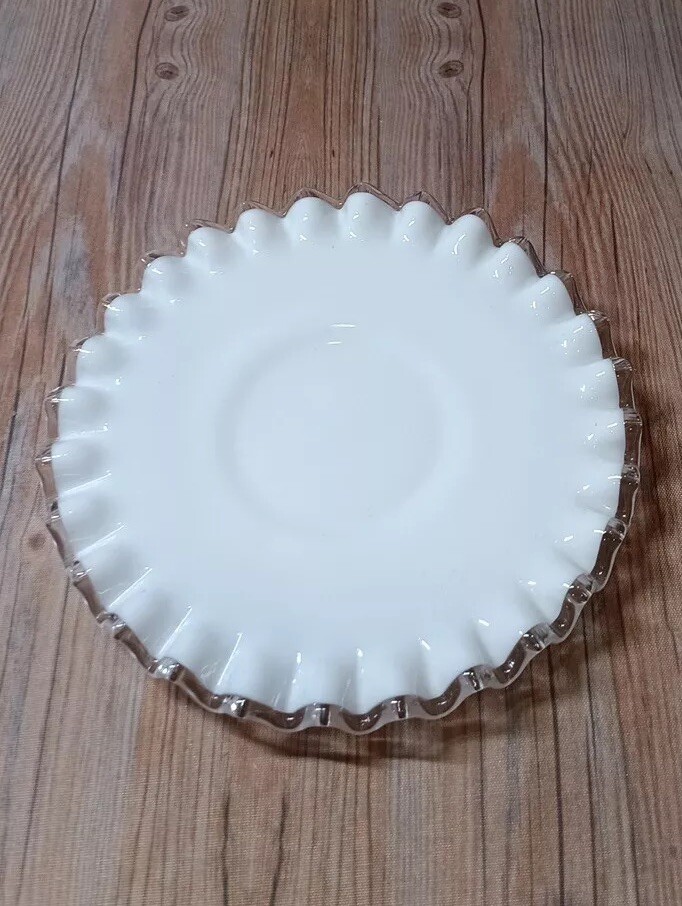 Vintage Fenton Silver Crest Milk Glass Mayonnaise Bowl With Saucer