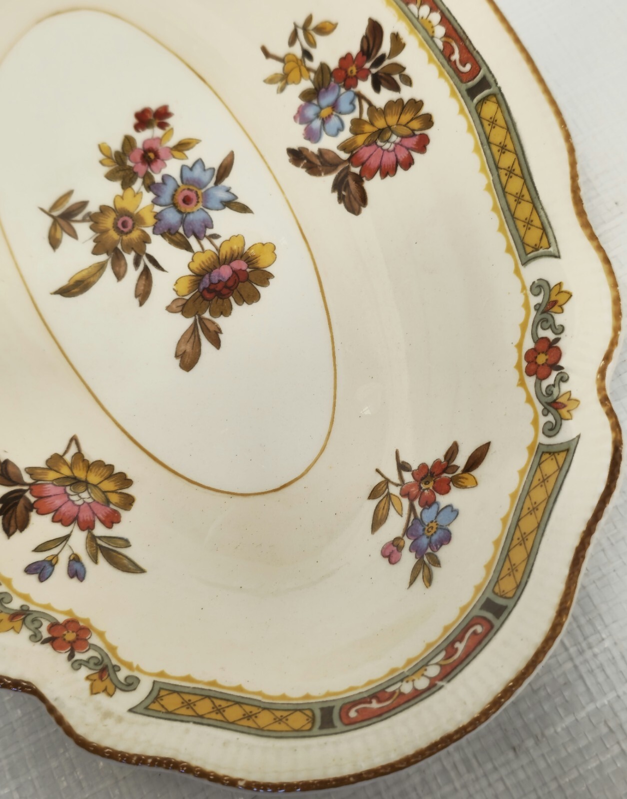 Gravy Boat & Plate Old Staffordshire Pareek Rouen By Johnson Bros 1920s Antique