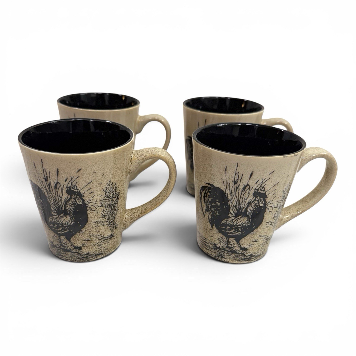Pfaltzgraff Homespun Rooster Coffee Tea Mugs Set Of 4 Ceramic Farmhouse NEW
