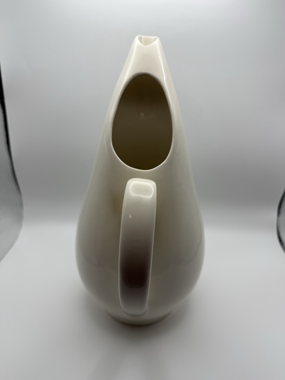 Vintage MCM Ivory White Pitcher Fascination by Universal Potteries 11 inches *