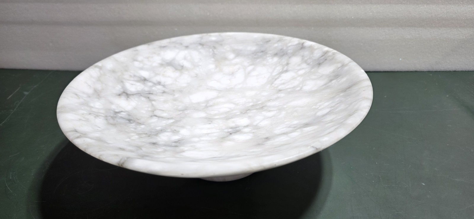 Vintage 12″Diameter ALABASTER MARBLE Compote Centerpiece Bowl ITALY