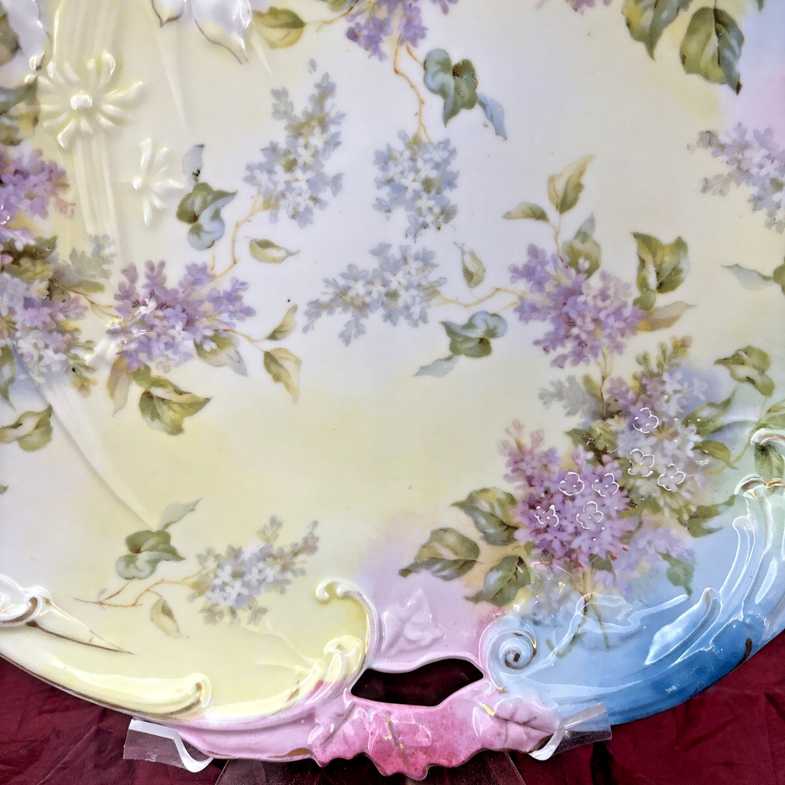 RS Prussia Harvest Mold Porcelain Plate Intricate Cut Outs Swirls Hand Painted