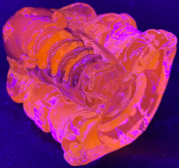 Blue Vaseline glass Circus elephant toothpick Q-tip holder uranium match crying