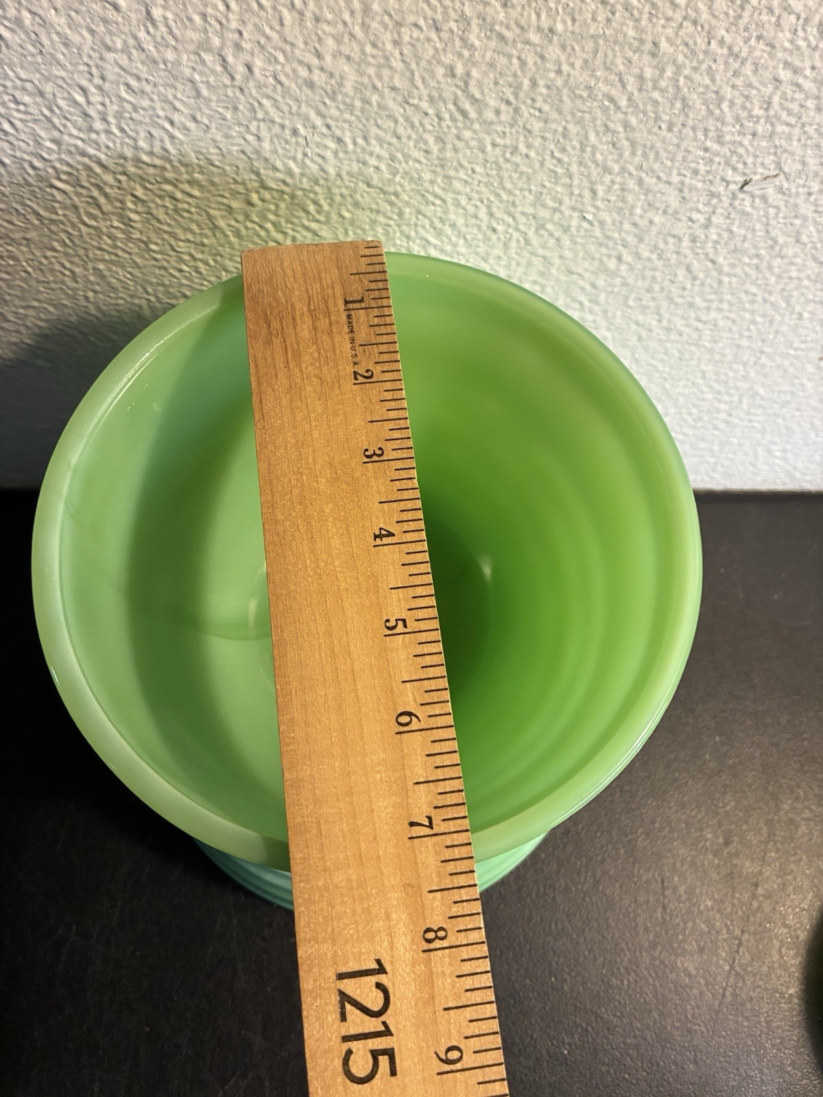 Jeannette Glass Concentric Circle Mixing Bowl Set Jadeite Green 5 7 & 9” Uranium